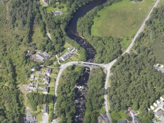 Oblique aerial view of Old Tummel Bridge, taken from the ESE.