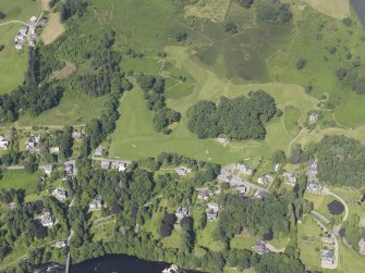 Oblique aerial view of Strathtay Golf Course, taken from the SSE.