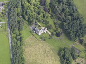 Oblique aerial view of Grandtully Castle, taken from the SW.