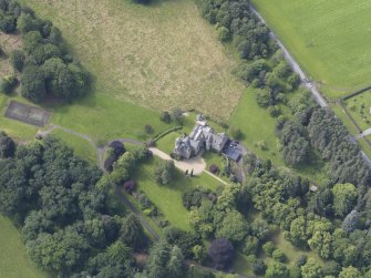 Oblique aerial view of Grandtully Castle, taken from the NE.