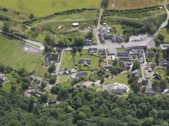 Oblique aerial view of Weem Old Parish Kirk, taken from the NNW.