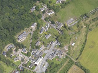 Oblique aerial view of Weem Old Parish Kirk, taken from the SW.