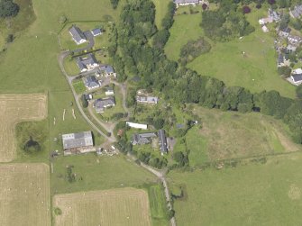 Oblique aerial view of Camserney Farm, taken from the SE.