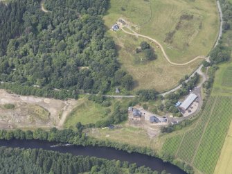 Oblique aerial view of Taymouth Castle Rustic lodge, taken from the SSE.