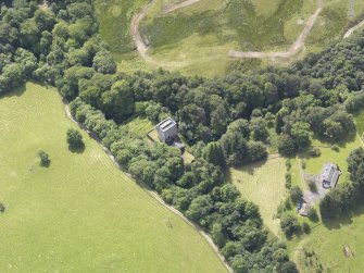 Oblique aerial view of Garth Castle, taken from the NE.