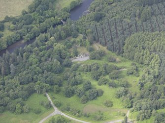 Oblique aerial view of Taymouth Castle Fort Lodge, taken from the SE.