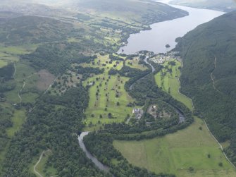 General oblique aerial view of the River Tay centred on the Taymouth Golf Courses, taken from the E.
