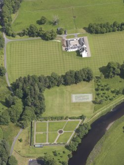 Oblique aerial view of Meggernie Castle, taken from the SW.