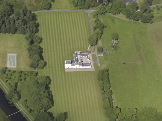 Oblique aerial view of Meggernie Castle, taken from the S.