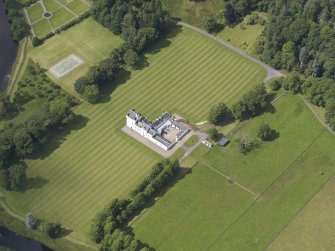 Oblique aerial view of Meggernie Castle, taken from the SE.