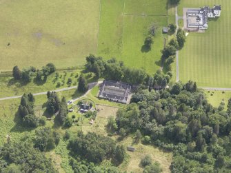 Oblique aerial view of Meggernie Castle, taken from the N.