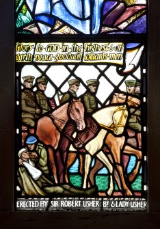 Detail of stained glass panel.