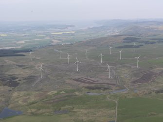 General oblique aerial view of the Lochelbank Hill Windfarm, looking NE.