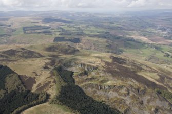 General oblique aerial view of Green Hill and Craig Rossie with Ben Effrey beyond, looking SSW.