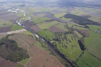 General oblique aerial view of the River Teith centred on Ochertyre House and policies, looking SSE.