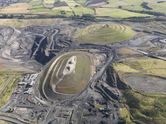 General oblique aerial view of St Ninian's Open Cast Mine, centred on the Sculptured Landscape by Charles Jenks, taken from the W.