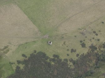 Oblique aerial view of Mervinslaw Pele-House, taken from the S.