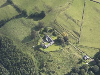 Oblique aerial view of Goldielands Tower, taken from the WNW.