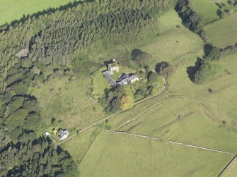 Oblique aerial view of Goldielands Tower, taken from the SE.