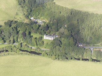 Oblique aerial view of Branxholme Castle, taken from the SE.