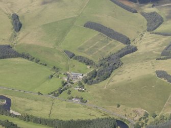 Oblique aerial view of Nether Horsburgh Castle, taken from the SE.