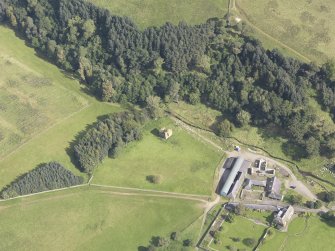 Oblique aerial view of Nether Horsburgh Castle, taken from the WSW.