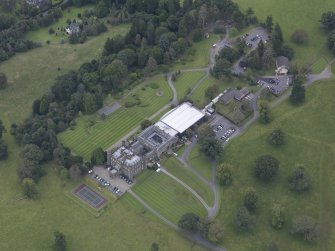 Oblique aerial view of Stobo Castle, taken from the N.