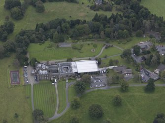 Oblique aerial view of Stobo Castle, taken from the NW.