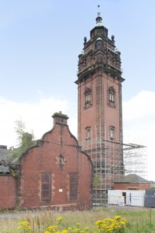 View of pedimented gable & water tower from North West.