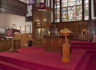 View of sanctuary showing pulpit.