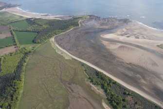 General oblique aerial view of John Muir Country Park, Tyne Sands and St Baldreds Cradle, looking NE.