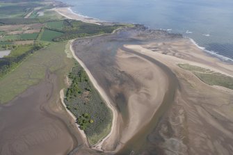 General oblique aerial view of John Muir Country Park, Tyne Sands,St Baldreds Cradle, looking NE.