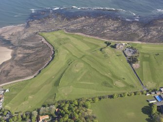 General oblique aerial view of Dunbar, Winterfield Golf Club, looking NE.