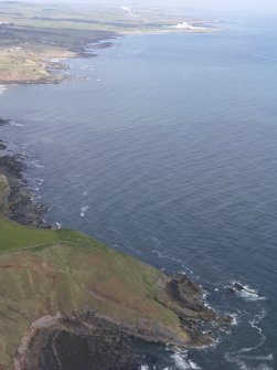 General oblique aerial view of Siccar Point, Yellowcar, Marly Brae, looking NW.
