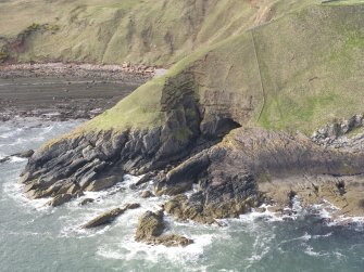Oblique aerial view of Siccar Point, looking SSW.
