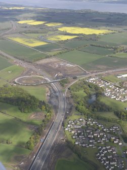 General oblique aerial view of Kirkliston, Queensferry Crossing Access Works, looking NW.