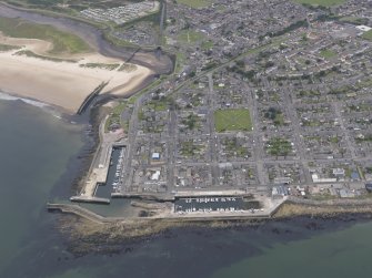 Oblique aerial view of Lossiemouth, looking S.