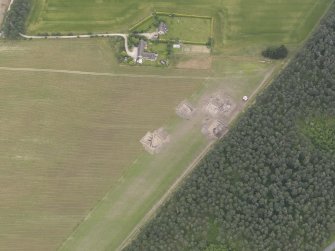 Oblique aerial view of the excavation of the settlement at Clarkly Hill, looking E.