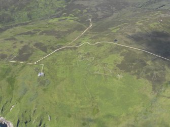 Oblique aerial view of Lurabus, looking W.