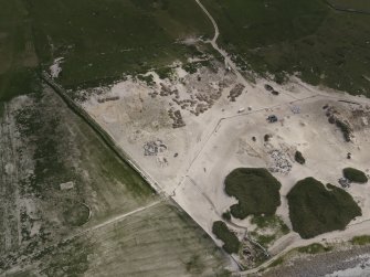Oblique aerial view of the Links of Noltland excavation area, looking SW.