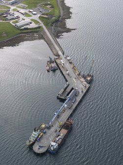 Oblique aerial view of the pier at Hatson, looking WNW.