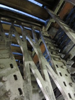 Interior. Locking Room. Locking frame, detail of Stevens end frame.
