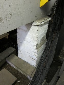 Interior. Locking Room. Locking frame timber support resting on brick built plinth.