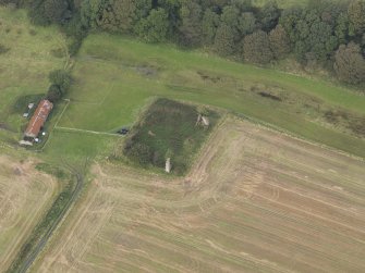 Oblique aerial view of Camilla Castle, looking to the NW.