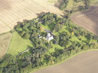 General oblique aerial view of Balmuto Tower estate, looking to the NNE.