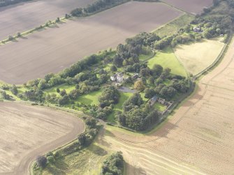 General oblique aerial view of Balmuto Tower estate, looking to the SW.