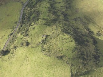 Oblique aerial view of Knockdavie Castle, looking to the W.