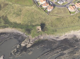 Oblique aerial view of Seafield Tower, looking to the W.