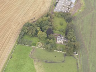 Oblique aerial view of Elphinstone Tower, looking to the NW.