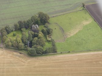 Oblique aerial view of Elphinstone Tower, looking to the ENE.
